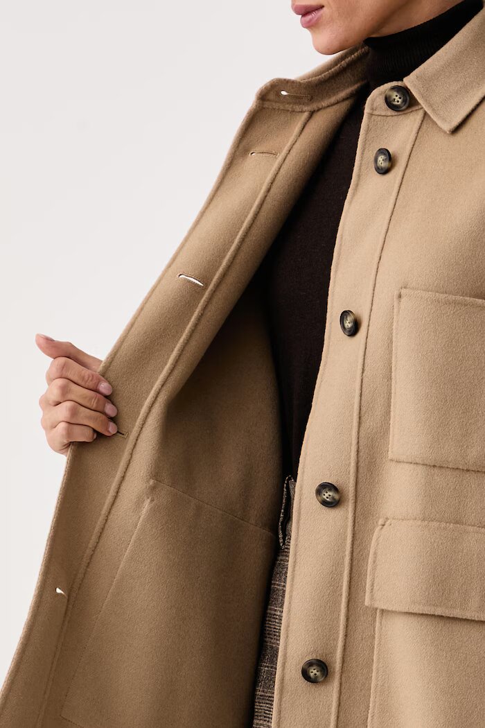 Weekend Max Mara късо палто дамско от вълна WKDFOLK бежово 2625086061600