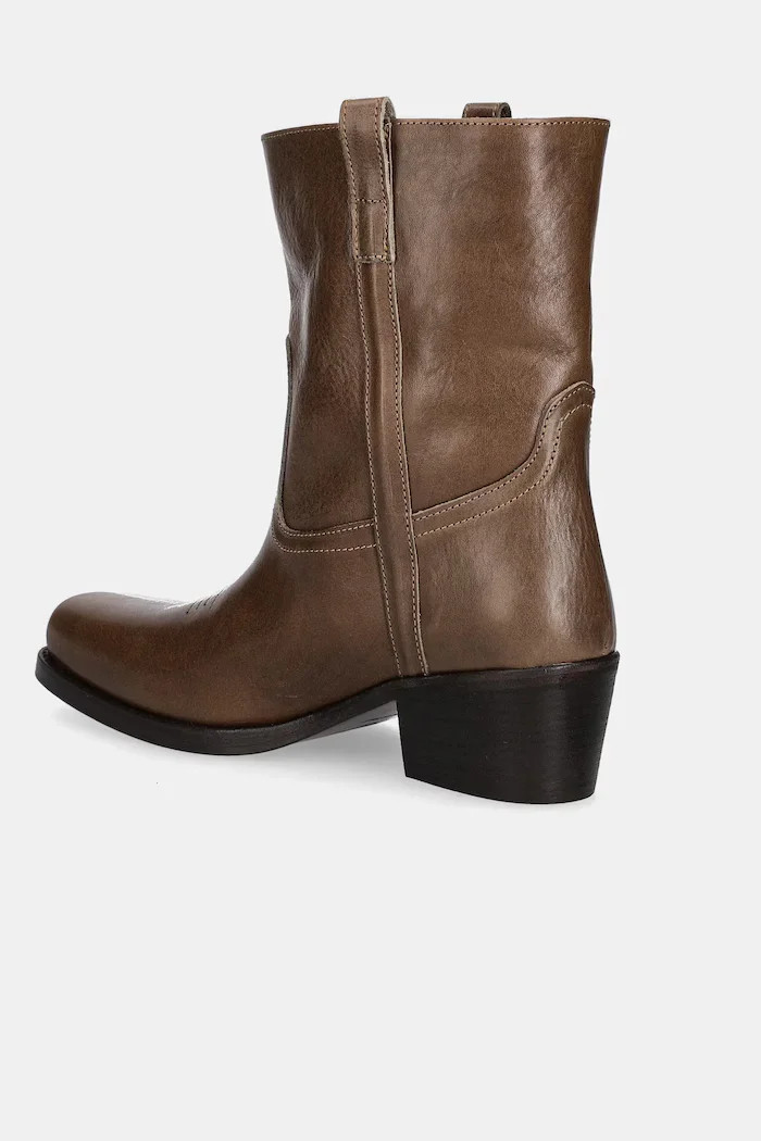 Weekend Max Mara Кожени боти Ranch в кафяво с нисък ток 2525796034600