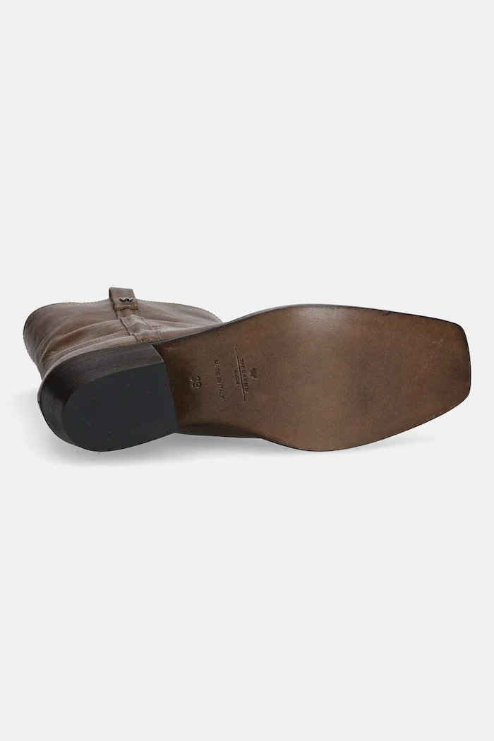 Weekend Max Mara Кожени боти Ranch в кафяво с нисък ток 2525796034600