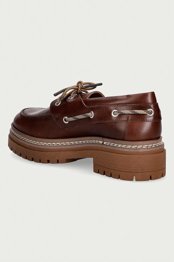 Weekend Max Mara мокасини дамски от кожа кафяви с платформа 2625526015600