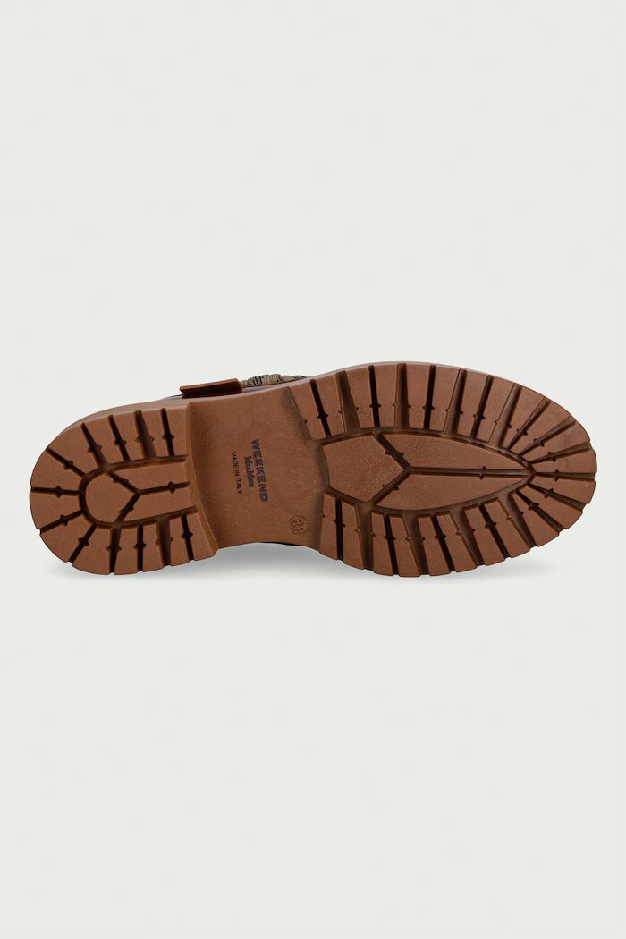 Weekend Max Mara мокасини дамски от кожа кафяви с платформа 2625526015600