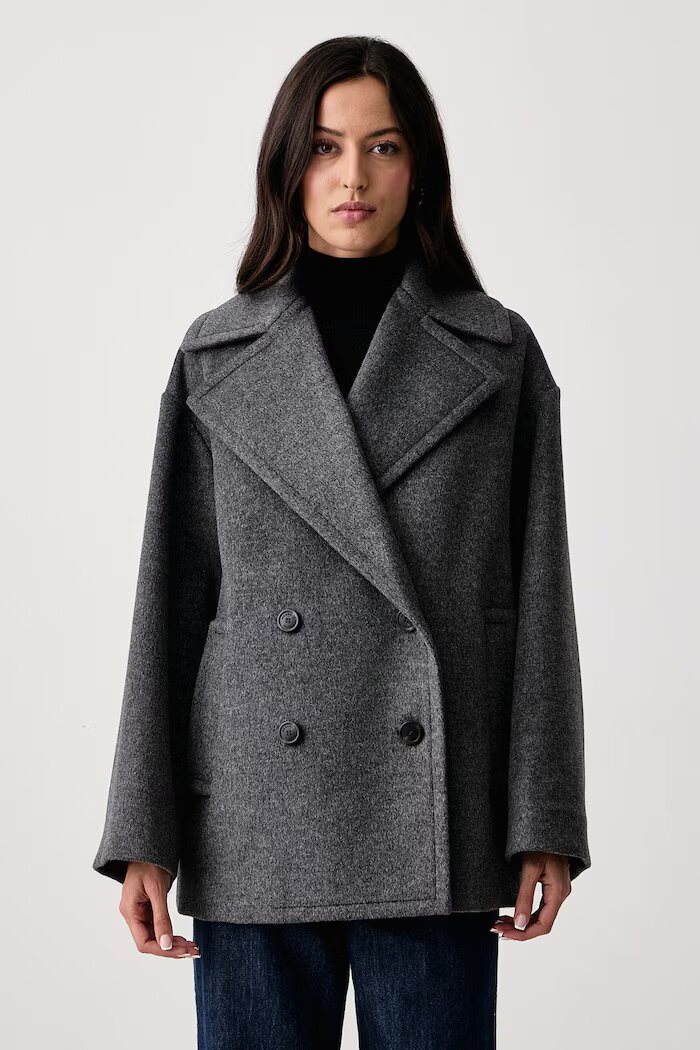 Weekend Max Mara палто дамско от вълна WKDALPE сиво 2625086032600