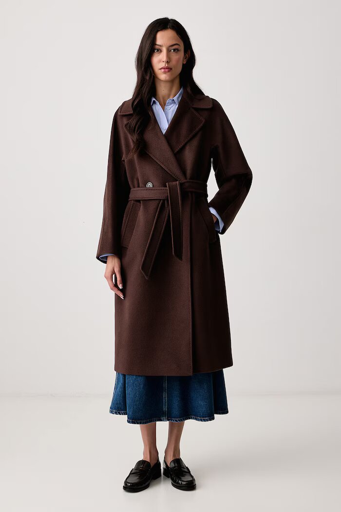 Weekend Max Mara палто дамско от вълна WKDRESINA кафяво 2625016102600