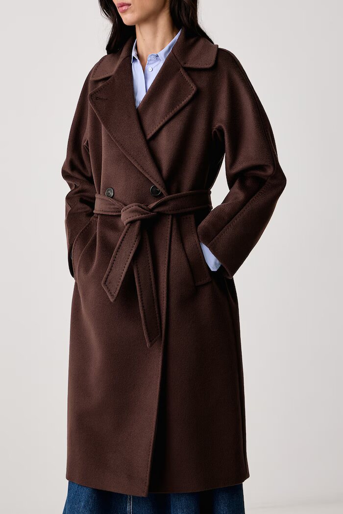 Weekend Max Mara палто дамско от вълна WKDRESINA кафяво 2625016102600