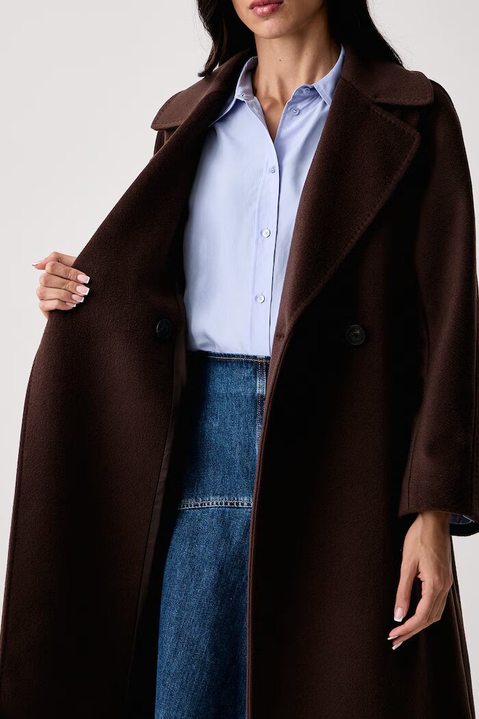 Weekend Max Mara палто дамско от вълна WKDRESINA кафяво 2625016102600