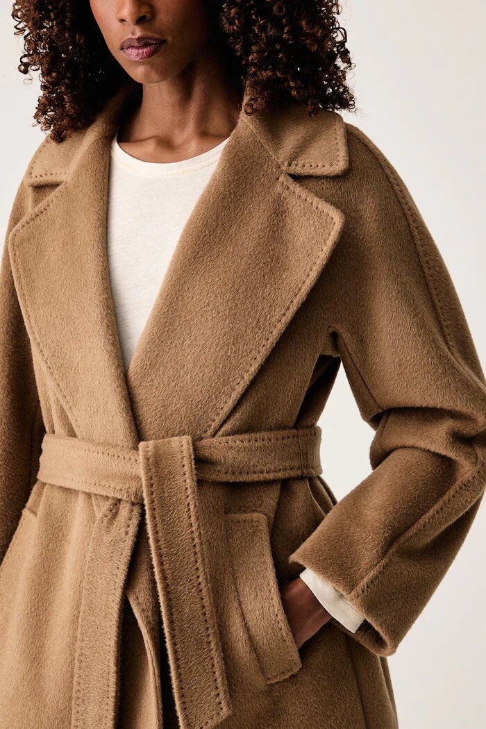 Weekend Max Mara палто дамско с вълна WKDTEMPERA кафяво 2625016072600