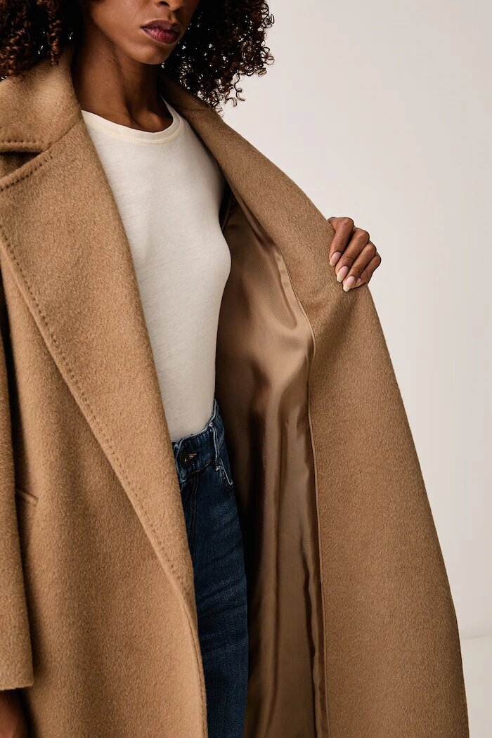 Weekend Max Mara палто дамско с вълна WKDTEMPERA кафяво 2625016072600