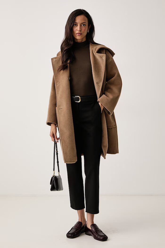 Weekend Max Mara палто дамско с вълна WKDTROPICO кафяво 2625016052600