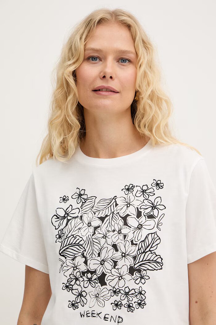 Weekend Max Mara Памучна тениска BORA дамска в бяло 2615971042600