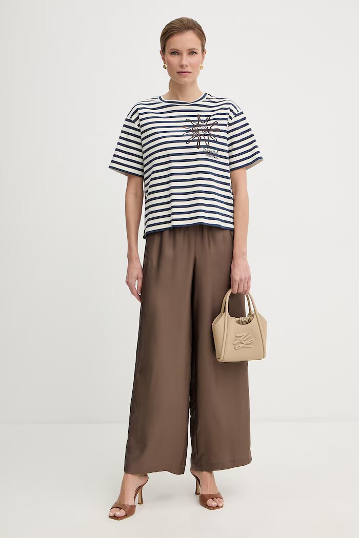 Weekend Max Mara Памучна тениска SABATO дамска в тъмносиньо 2615941112600