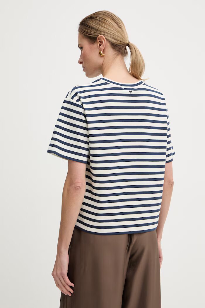 Weekend Max Mara Памучна тениска SABATO дамска в тъмносиньо 2615941112600
