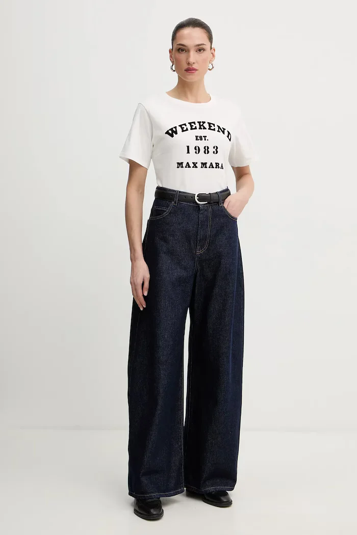 Weekend Max Mara Памучна тениска TENUE дамска в бяло 2615971051600