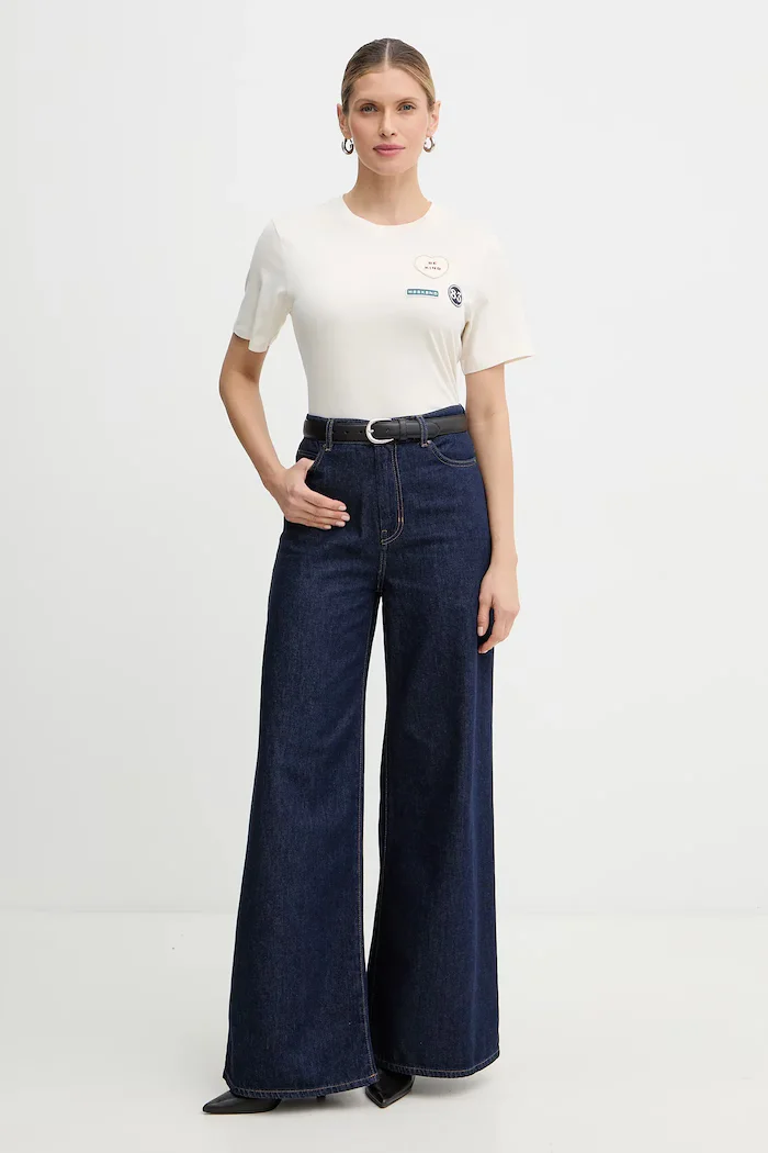 Weekend Max Mara Памучна тениска WEST дамска в бежово 2615971041600