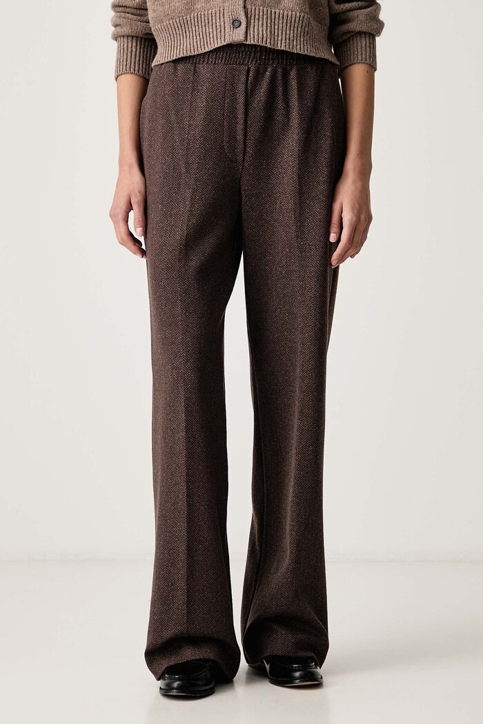 Weekend Max Mara панталон дамски с добавена вълна WKDEDITTA кафяв с висока талия 2625786012600