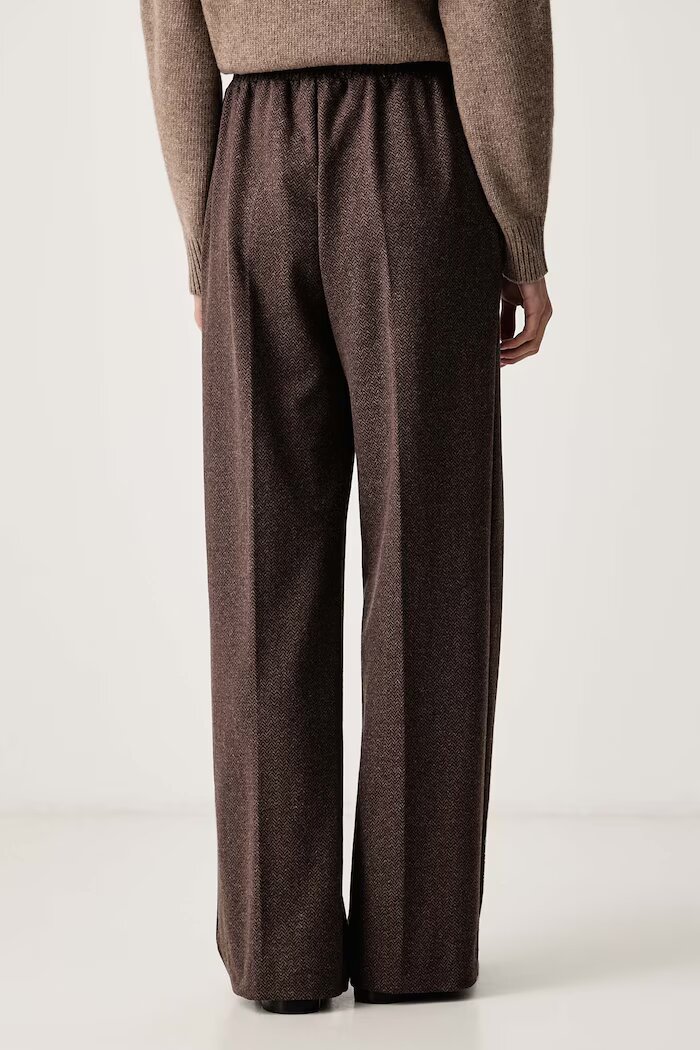 Weekend Max Mara панталон дамски с добавена вълна WKDEDITTA кафяв с висока талия 2625786012600
