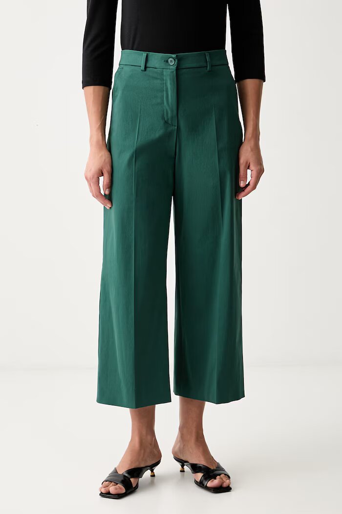 Weekend Max Mara панталон дамски с памук WKDURIAL зелен 2625136031600