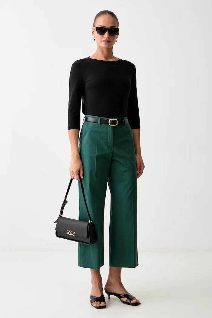 Weekend Max Mara панталон дамски с памук WKDURIAL зелен 2625136031600