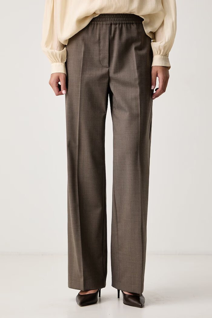 Weekend Max Mara панталон дамски с вълна WKDPETRA кафяв с висока талия 2625136052600