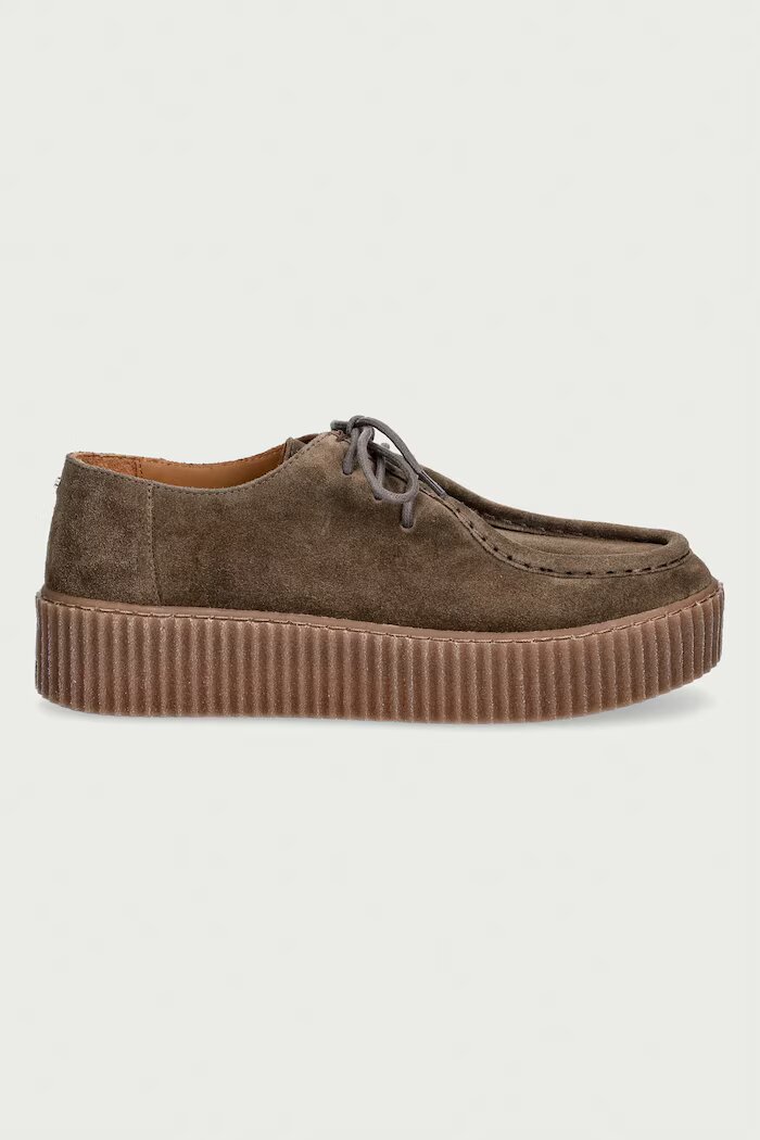 Weekend Max Mara половинки обувки дамски от велур кафяви с платформа 2625526055600