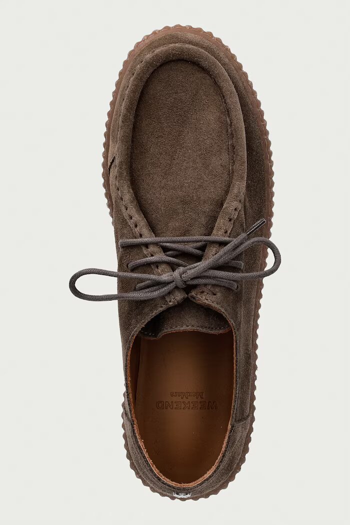 Weekend Max Mara половинки обувки дамски от велур кафяви с платформа 2625526055600