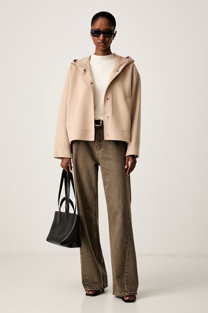 Weekend Max Mara преходно яке дамско с вълна WKDRIDENTE бежово 2625086041600