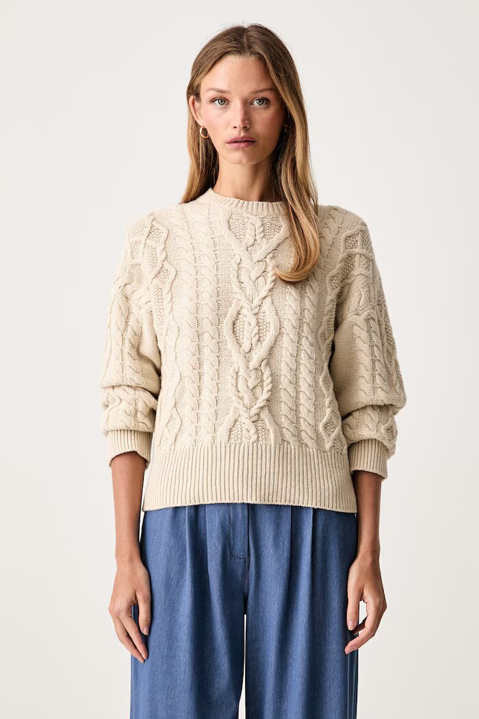 Weekend Max Mara пуловер дамски от вълна WKDALBEN бежов 2625366132600