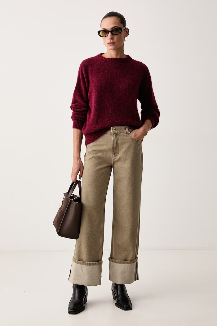 Weekend Max Mara пуловер дамски с добавена вълна WKDTUONO бордо 2625366152600