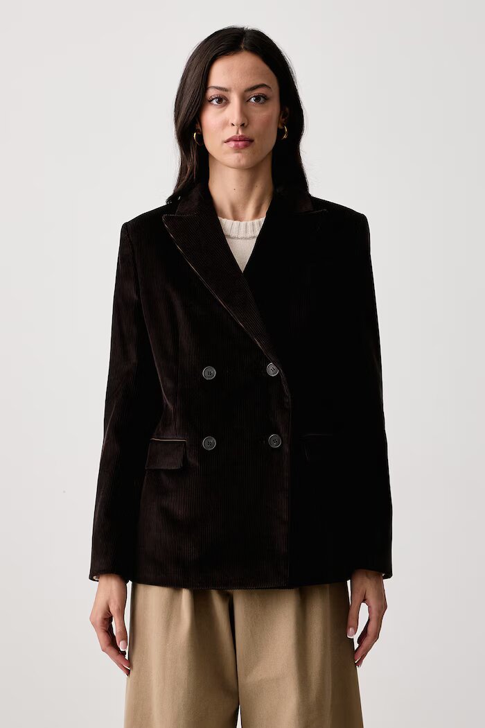 Weekend Max Mara сако с двуредно закопчаване дамско от джинс WKDKATANGA кафяво 2625046012600