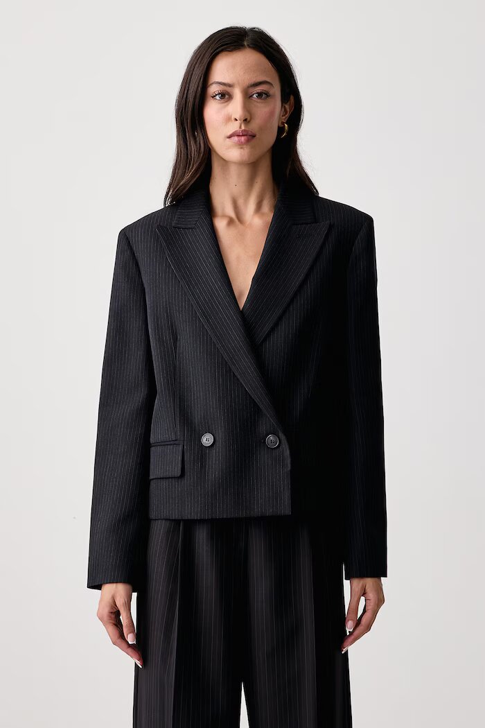 Weekend Max Mara сако с двуредно закопчаване дамско с вълна WKDCANAPA тъмносиньо 2625046062600