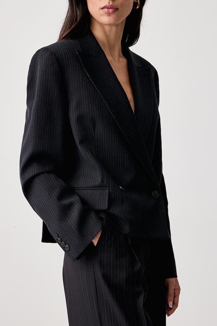 Weekend Max Mara сако с двуредно закопчаване дамско с вълна WKDCANAPA тъмносиньо 2625046062600