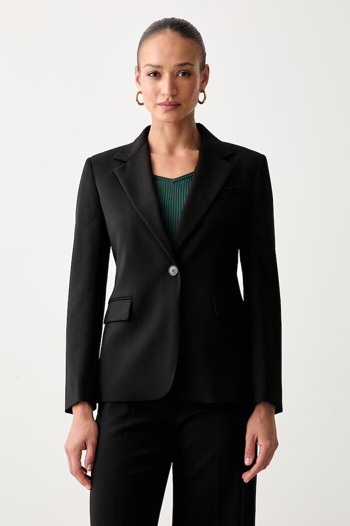 Weekend Max Mara сако с едноредно закопчаване дамско от вълна WKDLAMINE черно 2625046081600