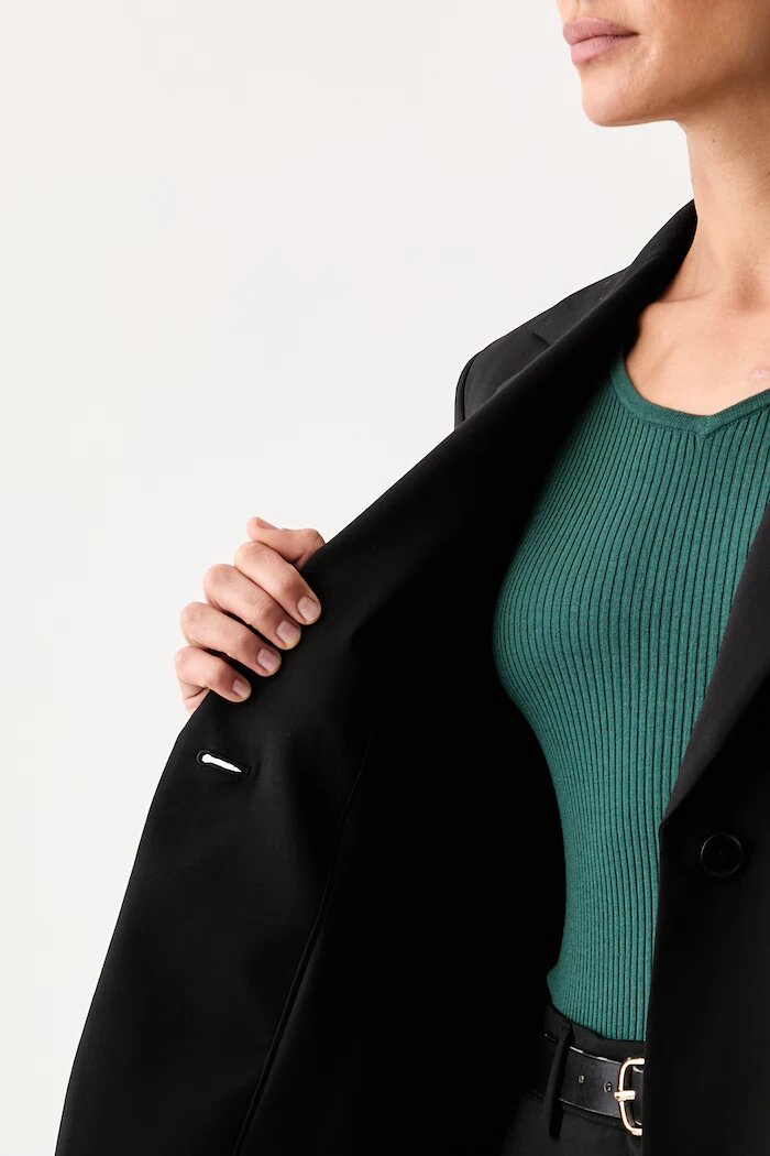 Weekend Max Mara сако с едноредно закопчаване дамско от вълна WKDLAMINE черно 2625046081600