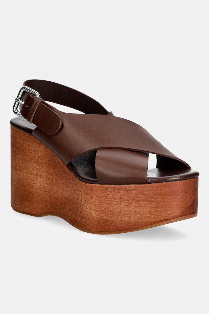 Weekend Max Mara Сандали кожени Wkaangio кафяви 2615521115600