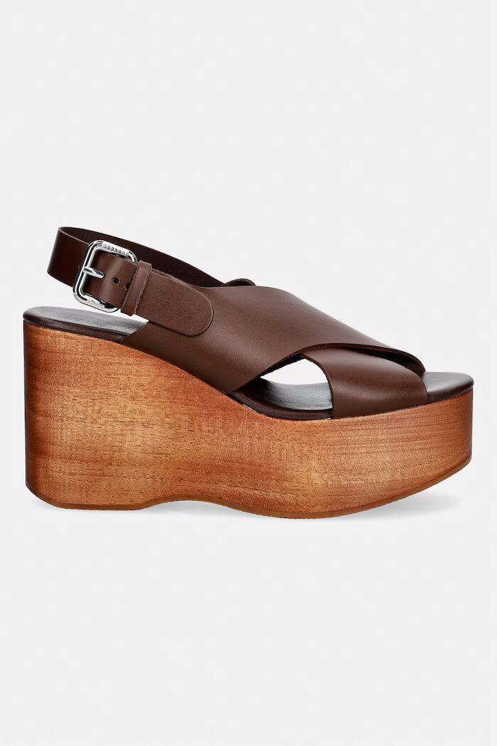 Weekend Max Mara Сандали кожени Wkaangio кафяви 2615521115600