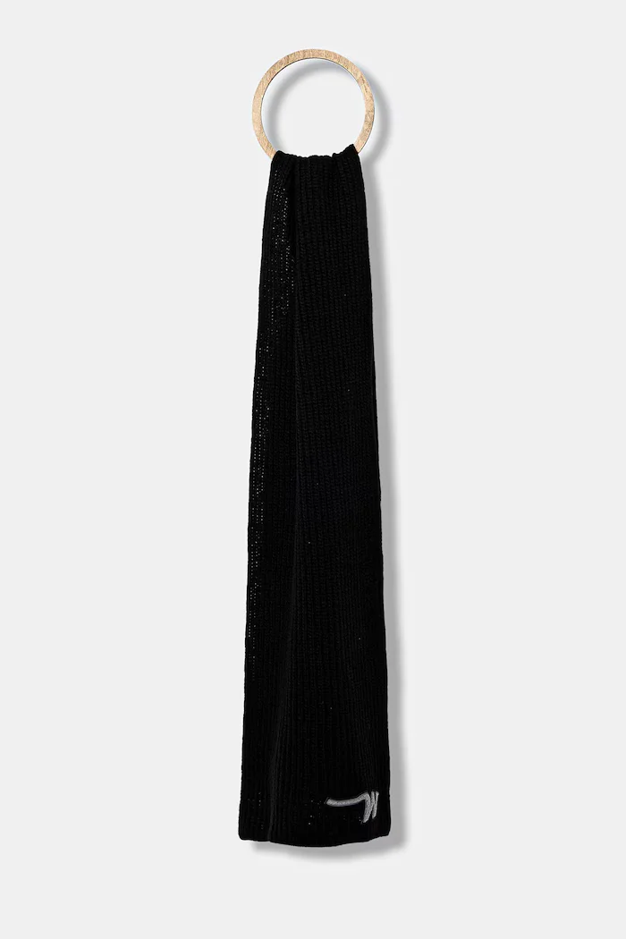Weekend Max Mara Вълнен шал BARDIES в черно с изчистен дизайн 2525746035600