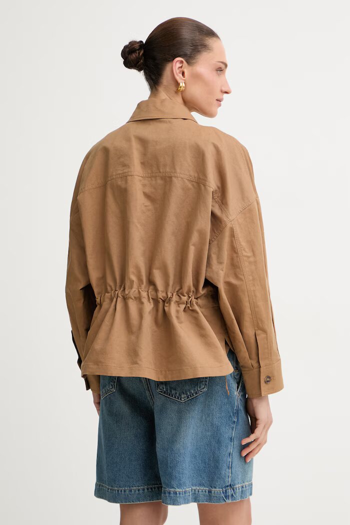Weekend Max Mara яке тип риза дамско с лен VETTURA кафяво 2615041082600