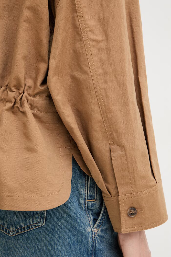 Weekend Max Mara яке тип риза дамско с лен VETTURA кафяво 2615041082600