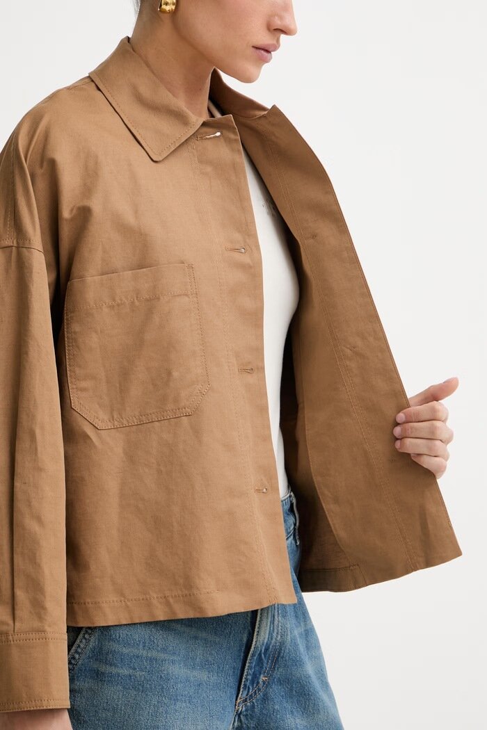 Weekend Max Mara яке тип риза дамско с лен VETTURA кафяво 2615041082600