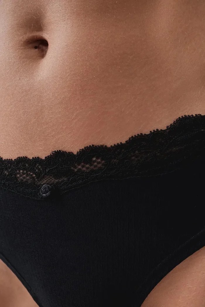 women'secret бикини дамски от памук с еластан черни 4634326