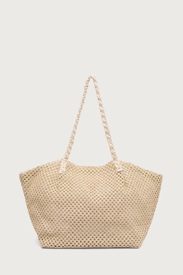 women'secret чанта tote дамска от сплетена материя бежова 4384534