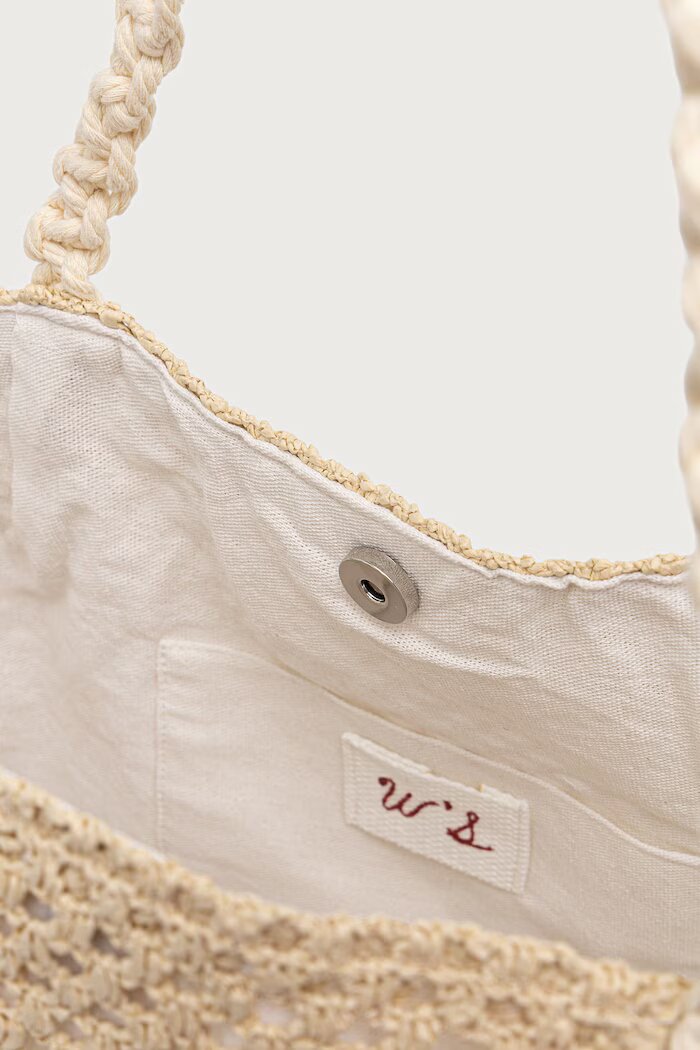 women'secret чанта tote дамска от сплетена материя бежова 4384534