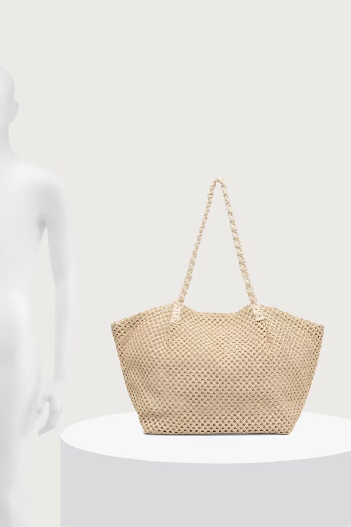 women'secret чанта tote дамска от сплетена материя бежова 4384534