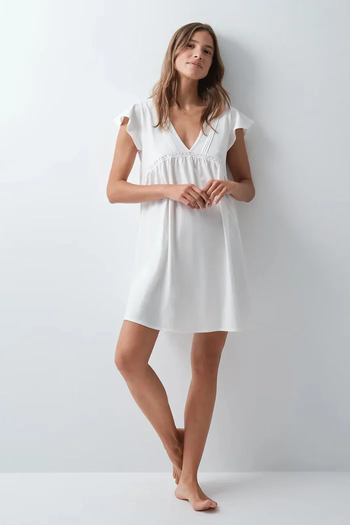 women'secret нощница дамска от памук бежова 4924804