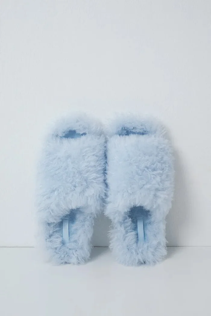 women'secret пантофи дамски MMM FUR SLPRS BLUE сини 4994441