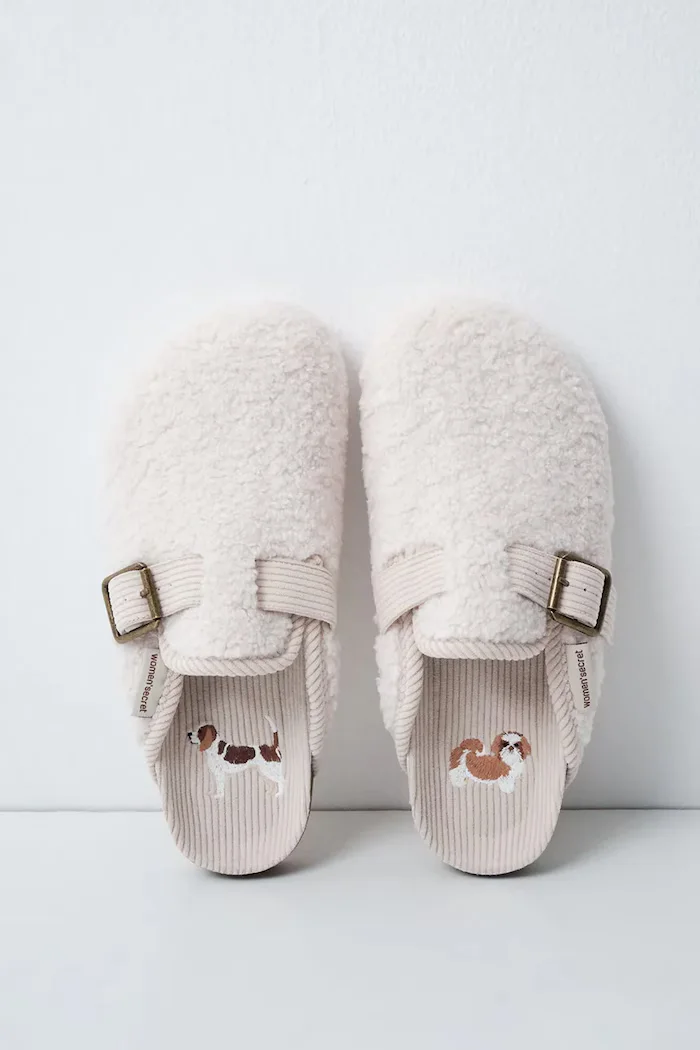 women'secret пантофи дамски с плюшена повърхност HW STRAP BIO бежови 4994448