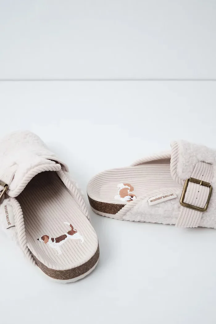 women'secret пантофи дамски с плюшена повърхност HW STRAP BIO бежови 4994448