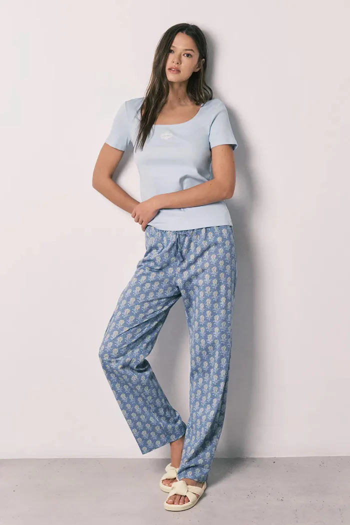 women'secret пижама дамска от памук синя 3593069
