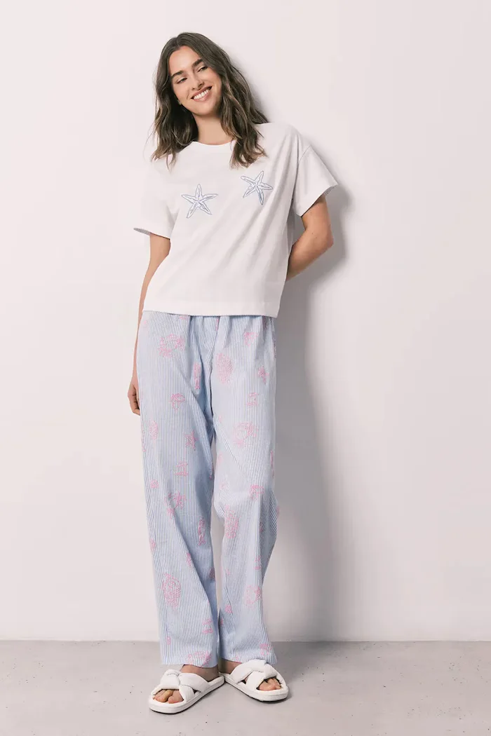 women'secret пижама от две части дамска от памук бяла 3593068
