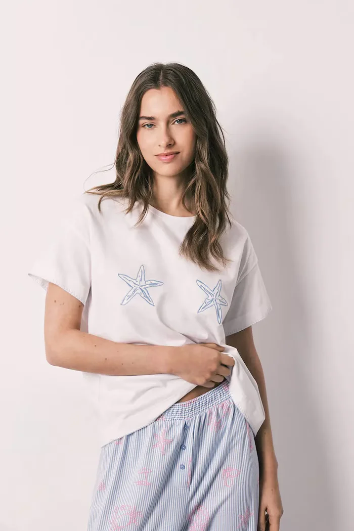 women'secret пижама от две части дамска от памук бяла 3593068