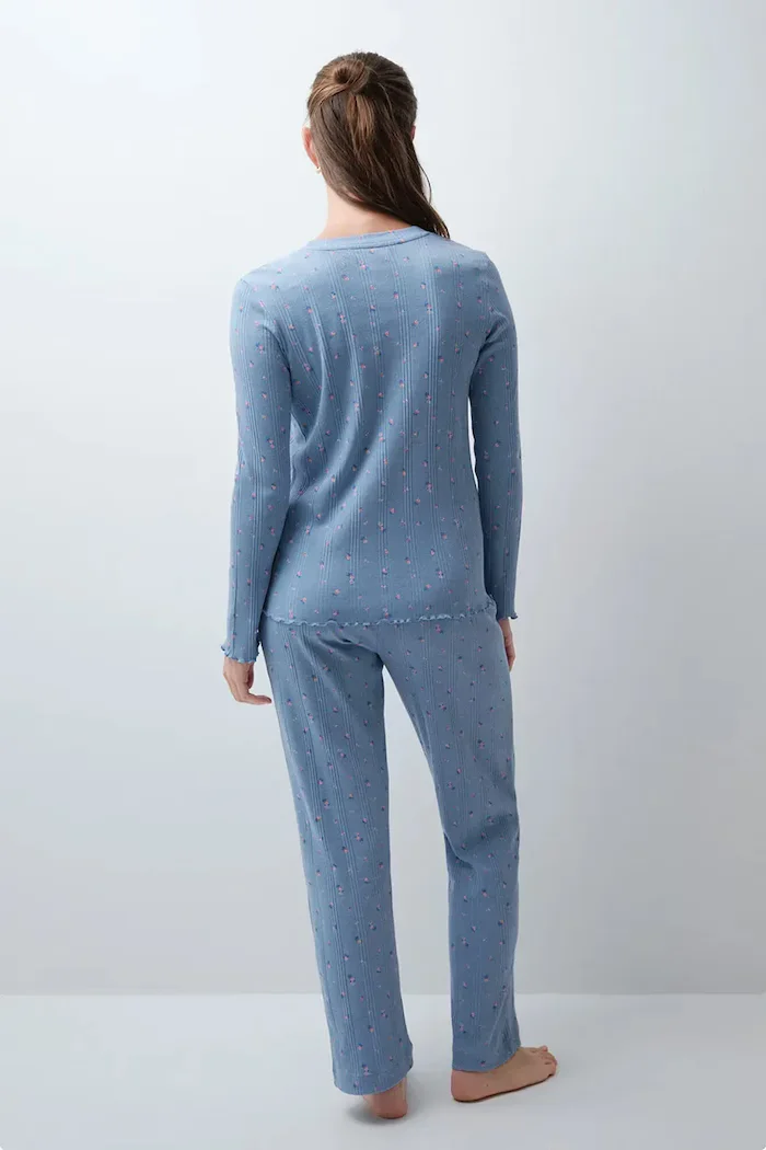 women'secret пижама от две части дамска от памук синя 3134056